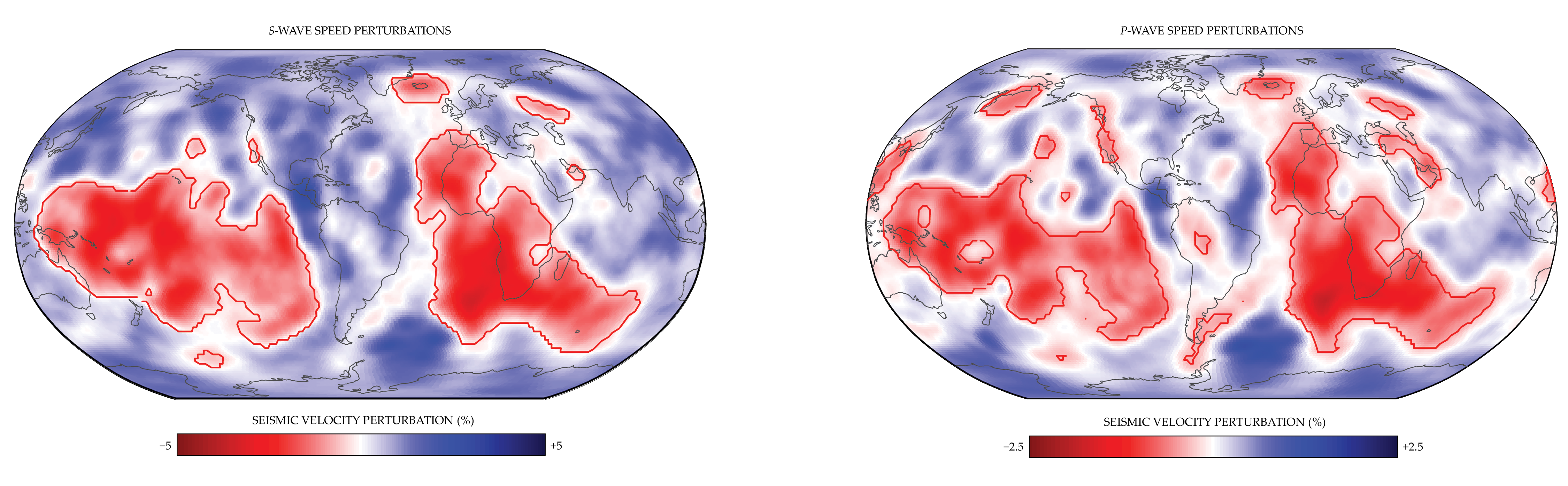 Mantle tomography cross-section showing seismic wave speed variations